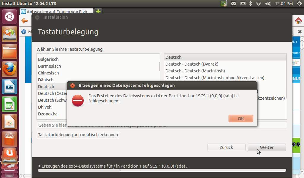 Die Ausführung Von Grub Install Ist Fehlgeschlagen ubuntu installation: Das erstellen des dateisystems ist fehlgeschlagen