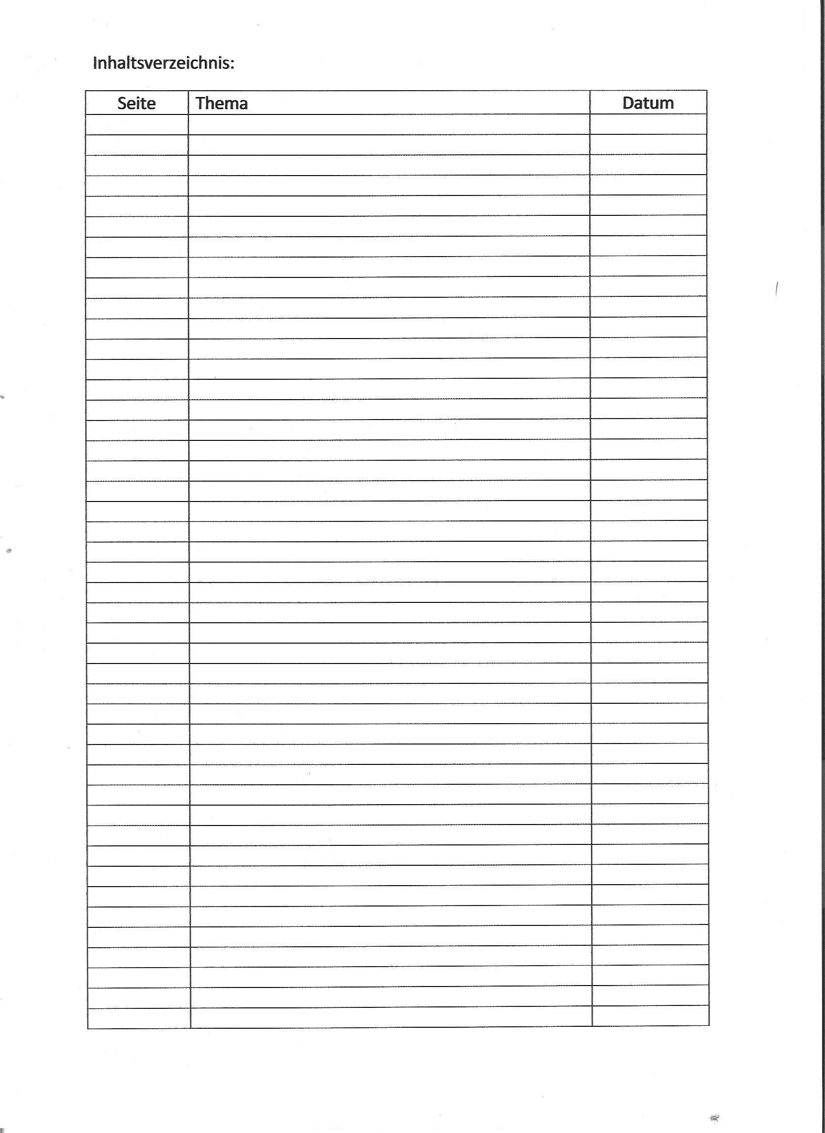 Suche eine Inhaltsverzeichnis vorlage zum ausdrucken (Computer, Schule, PC)