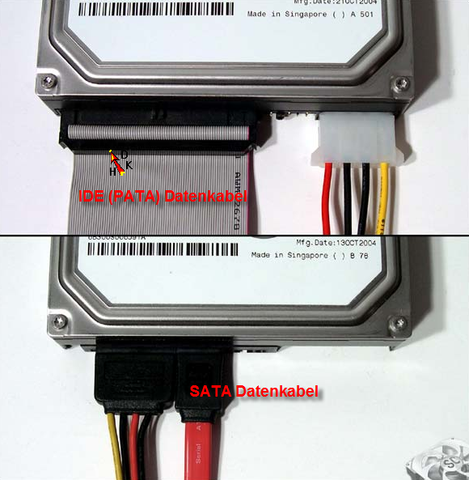 Unterschied SATA IDE Festplatenanschluss - (PC, Festplatte)