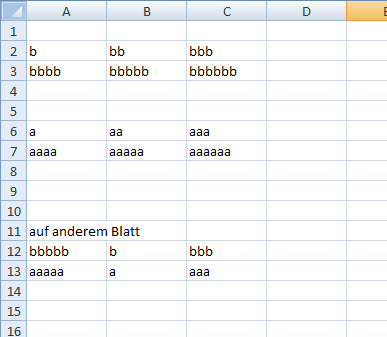 Inhalt von mehreren Zellen aus mehreren Zeilen in einem anderem Ball auf einer Zeile herstellen ...
