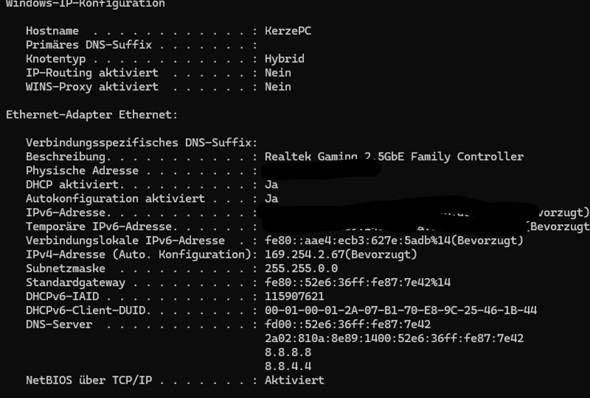 Pc bekommt IPv4 Adresse zugewiesen und gibt sie direkt wieder ab