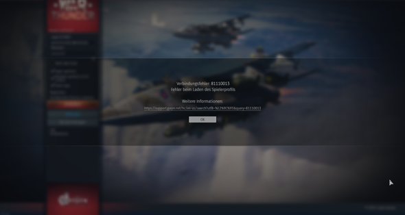 War Thunder Programming Code War Thunder Fehler code 81110013? (PC)