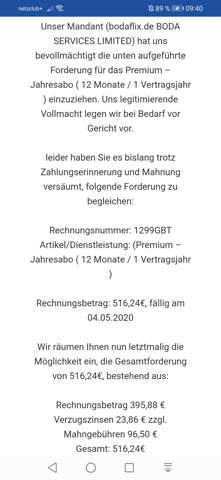 Bodaflix Dann Inkasso Internet Recht