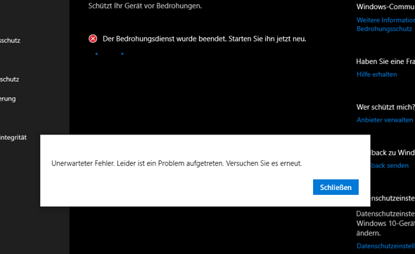 Windows 10 Viren- und Bedrohungsschutz lässt sich nicht aktivieren