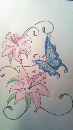 Blüten Schmetterling Tattoo - (Körper, Tattoo, tattoo-stechen)