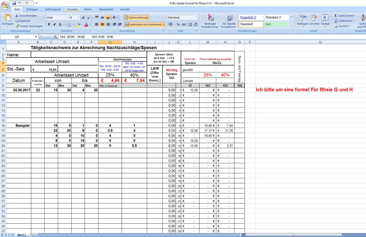EXCEL Formel gesucht. Für bestimmte Uhrzeiten sollen Stunden und Minuten in eine Dezimalzahl