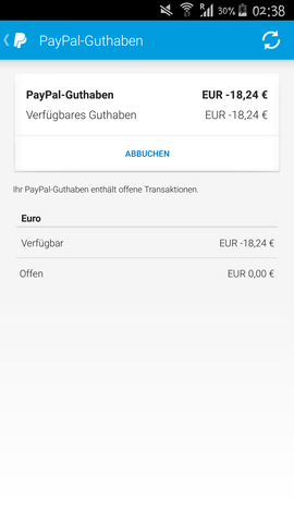 in meine Konto bei paypal und da steht bei mir bei ...