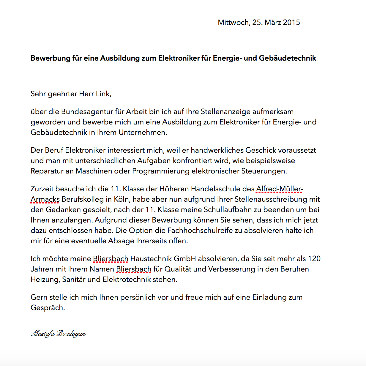 ??wie ist diese Bewerbung? (Ausbildung, Verbesserung)