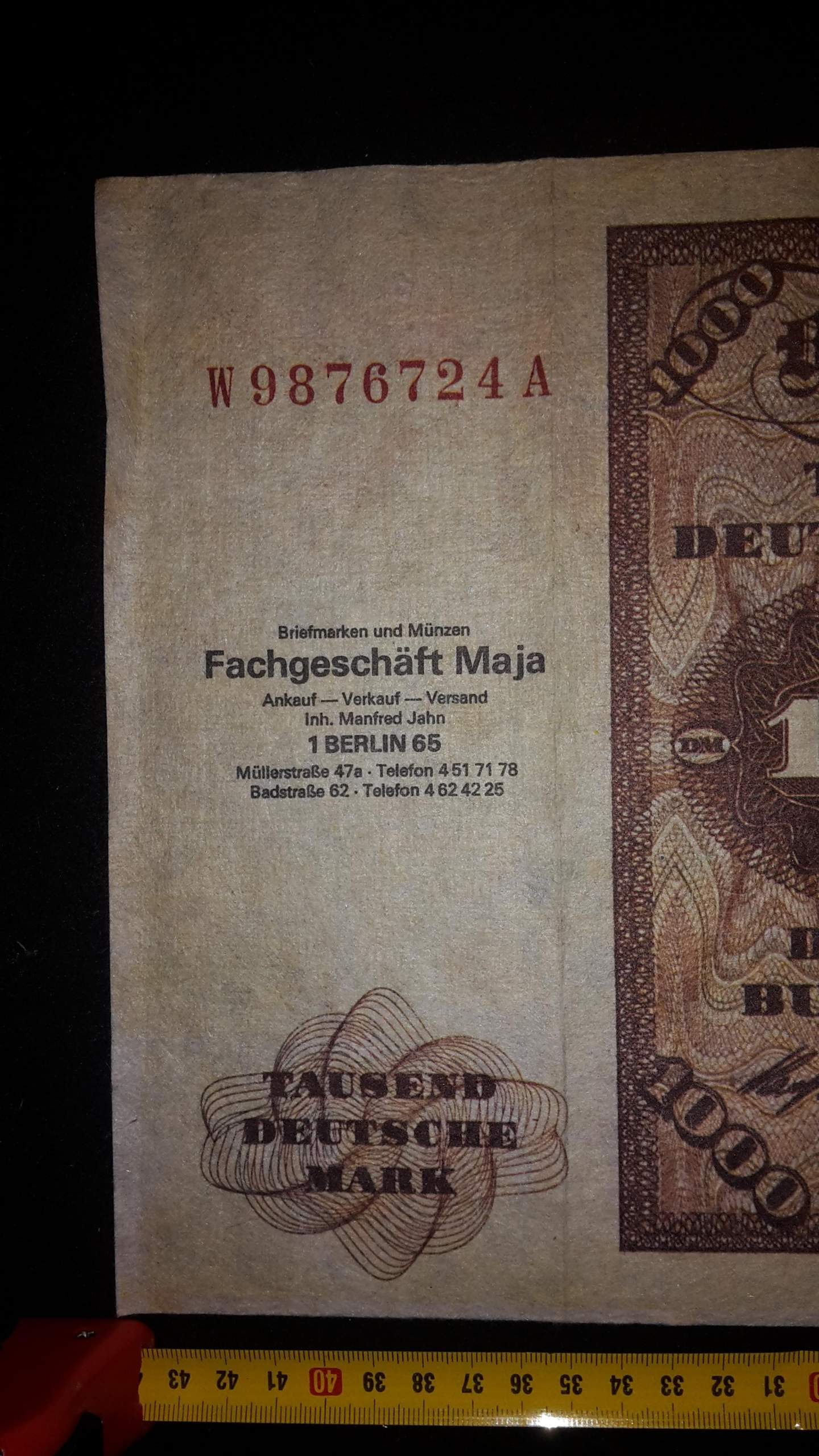1000 Deutsche Mark Schein aus Stoff? (Geld, Wert, Sammlerstück)