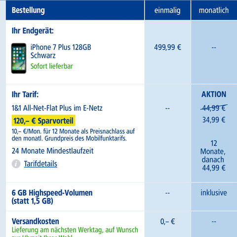 1&1 Vertrag einmalige Zahlung? (Handy, iPhone, Rechnung) 1&1 handyvertrag mit handy