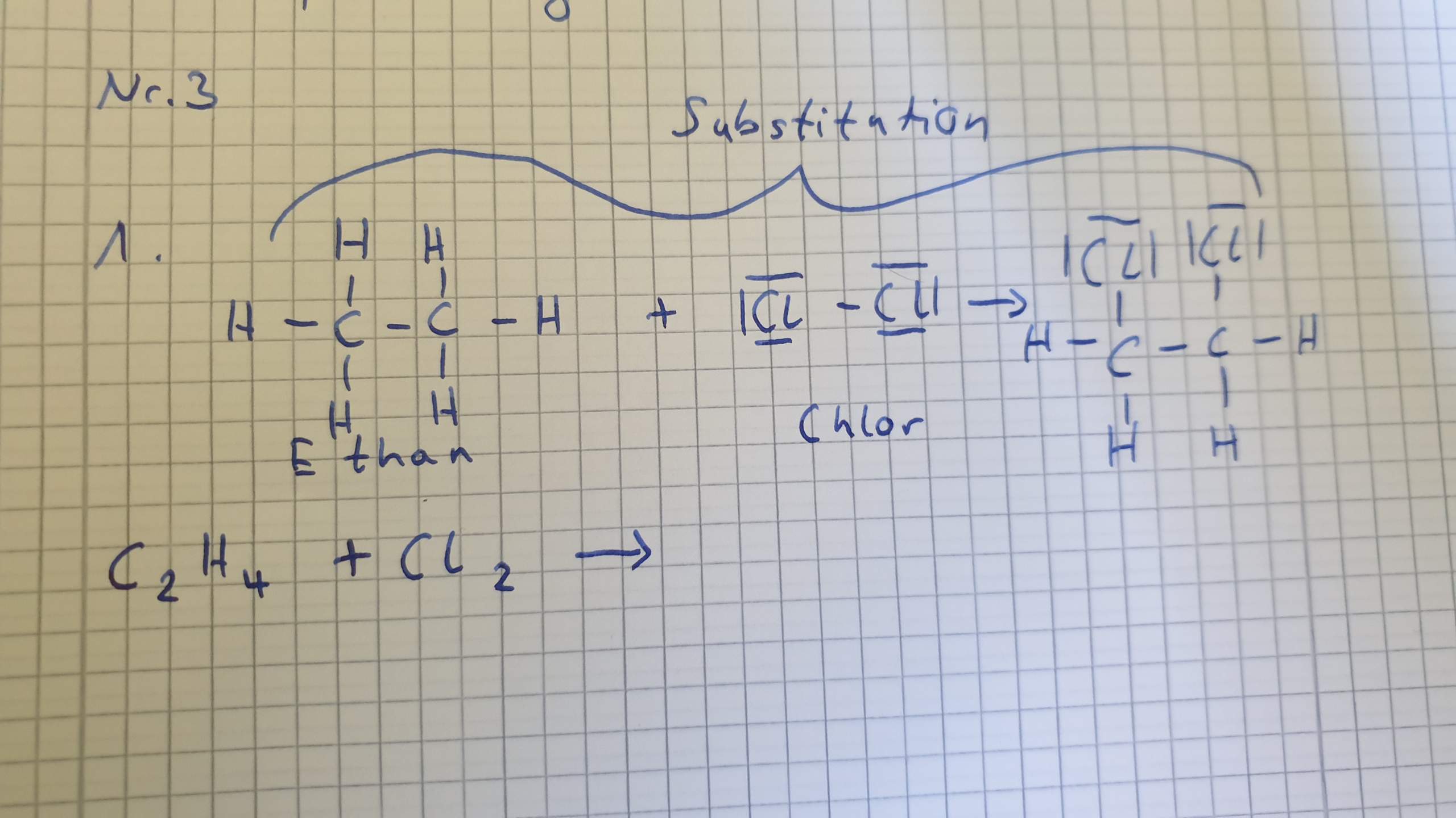 1,2 Dichlorethan Reaktionsgleichung? (Schule, Chemie, Strukturformel)