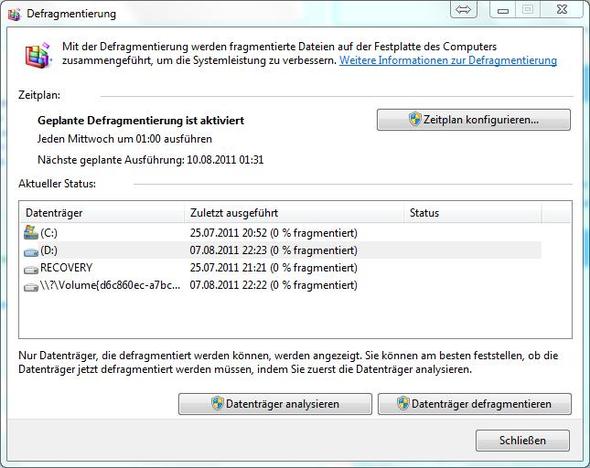 Screenshot Defragmentierer - (Computer, Technik, Informatik)