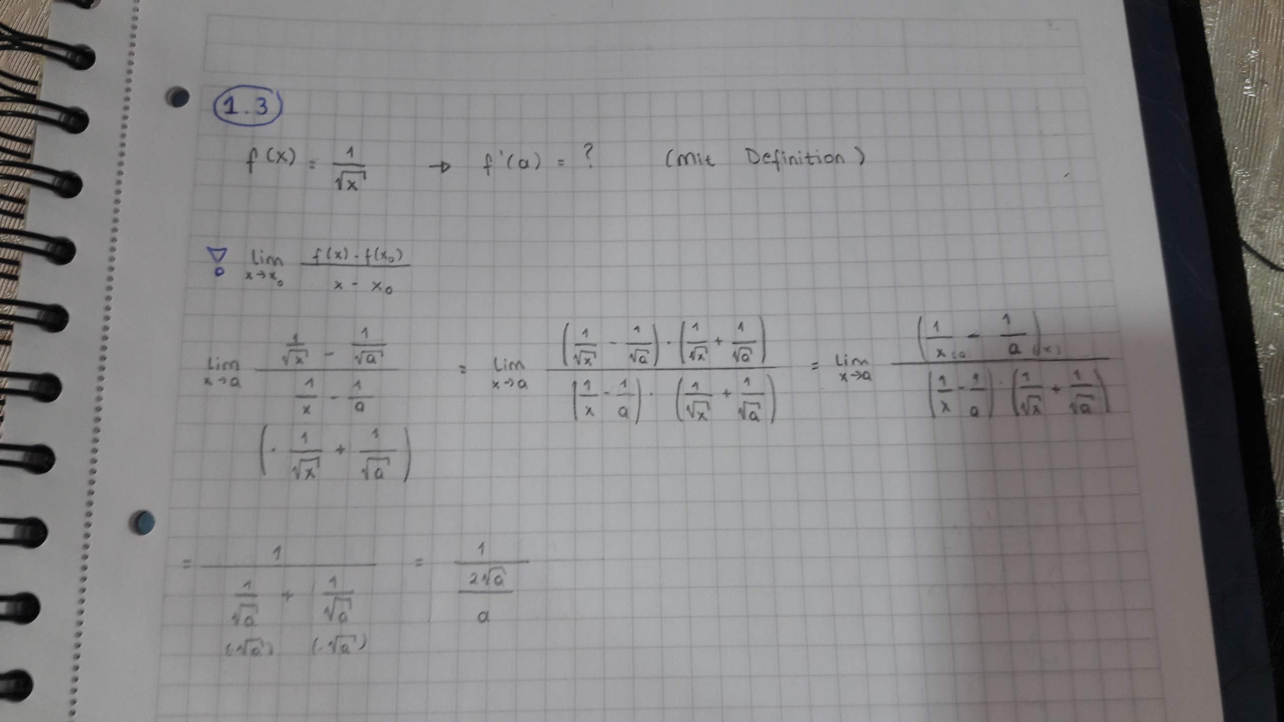 1/wurzel(x) Ableitung? (Schule, Mathematik, Funktion)