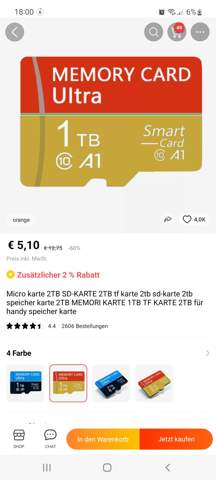 2TB SD Karte für 5€ auf aliexpress?