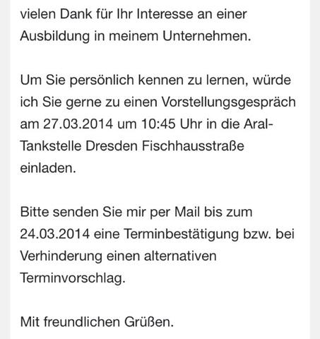 Terminbestätigung Ausbildung Termin Freundlich