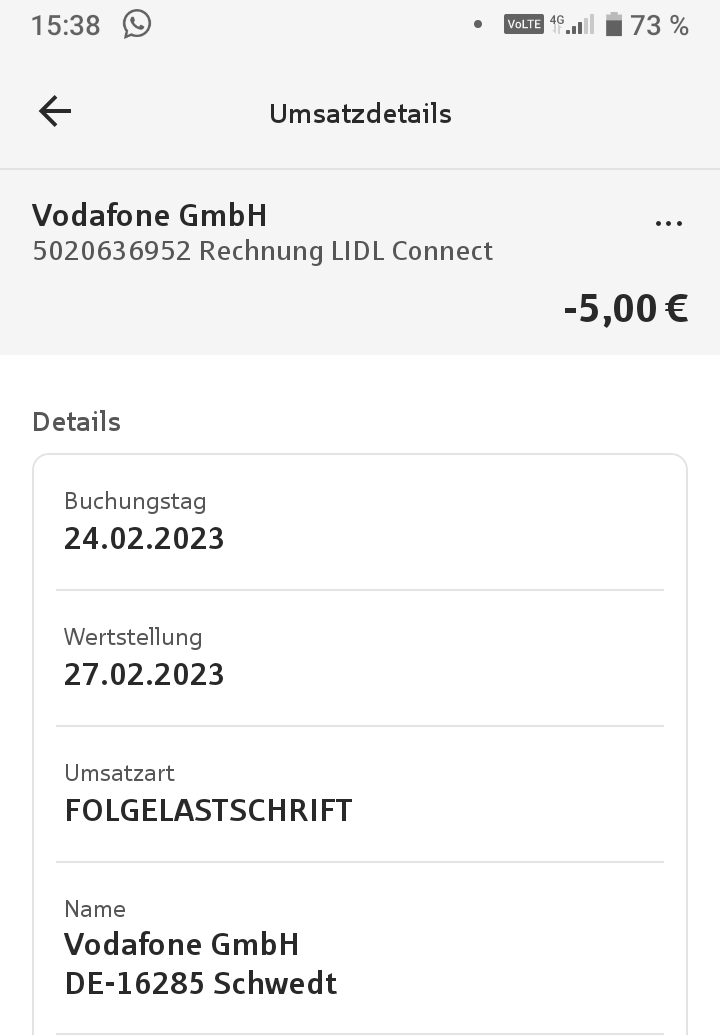Connect 3tes Lidl SIM-Karte) Vodafone Rechnung? Mal (Internet, Handyvertrag,