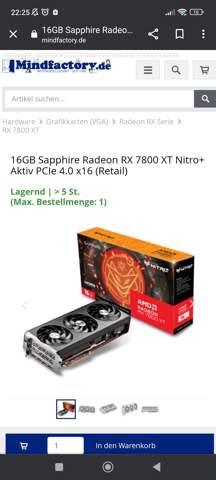16GB Sapphire Radeon RX 7800 XT Nitro+ Aktiv PCIe 4.0 x16 (Retail
