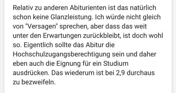 Ab welchem Abschluss oder Abiturnote besitzt ein Mensch in euren Augen eine Studierunfhigkeit bzw. ist einem Studium von der Intelligenz her nicht gewachsen? (Schule, Abitur, Abiturzeugnis) Ab welchem Abschluss oder Abiturnote besitzt ein Mensch in euren Augen eine Studierunfhigkeit bzw. ist einem Studium von der Intelligenz her nicht gewachsen? (Schule, Abitur, Abiturzeugnis)