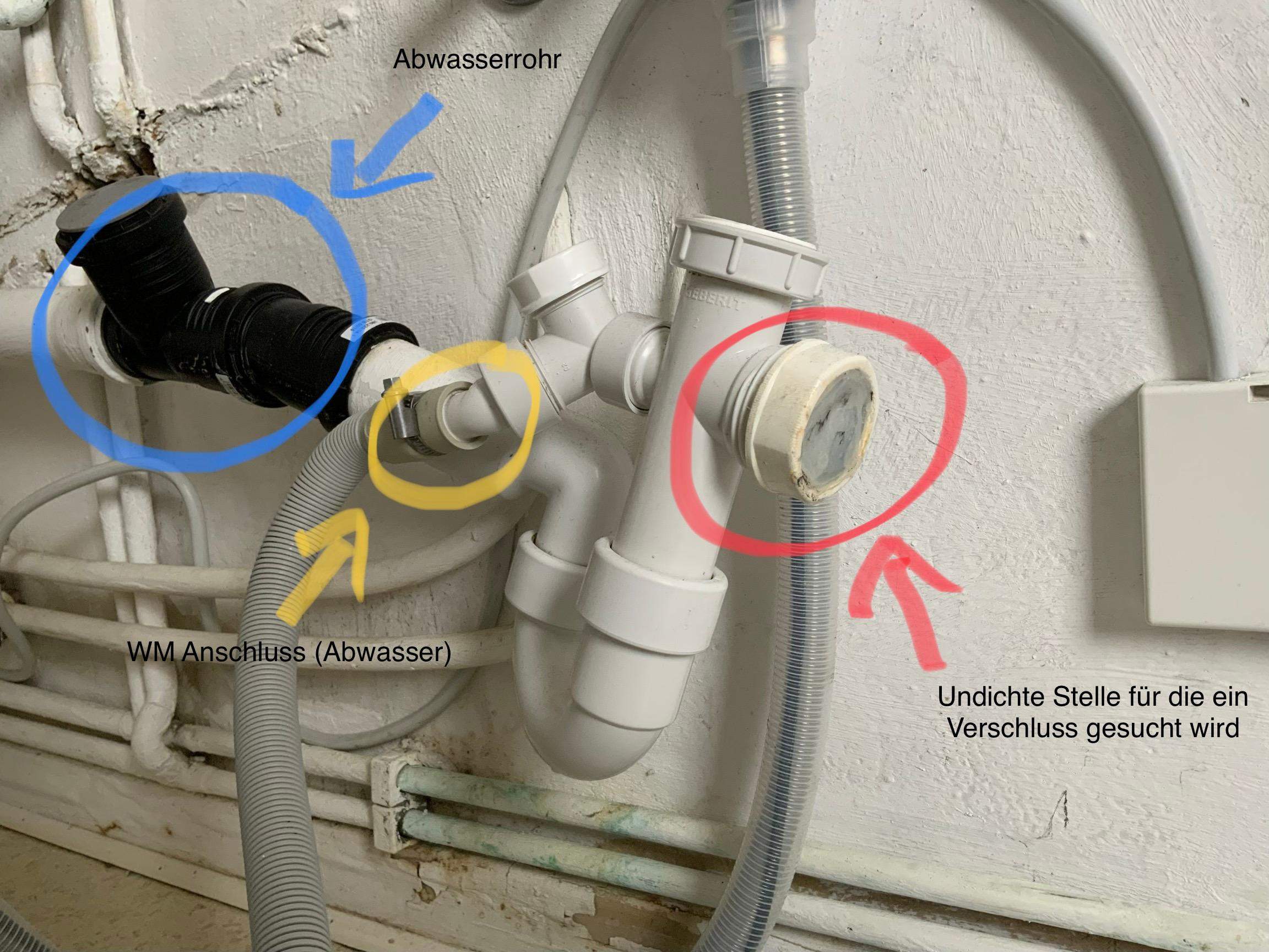 Abflussstelle der Waschmaschine undicht - Abdeckung gesucht? (Technik