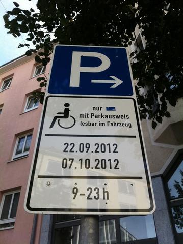 temporärer Behindertenparkplatz - (Recht, Verkehr, Behinderung)