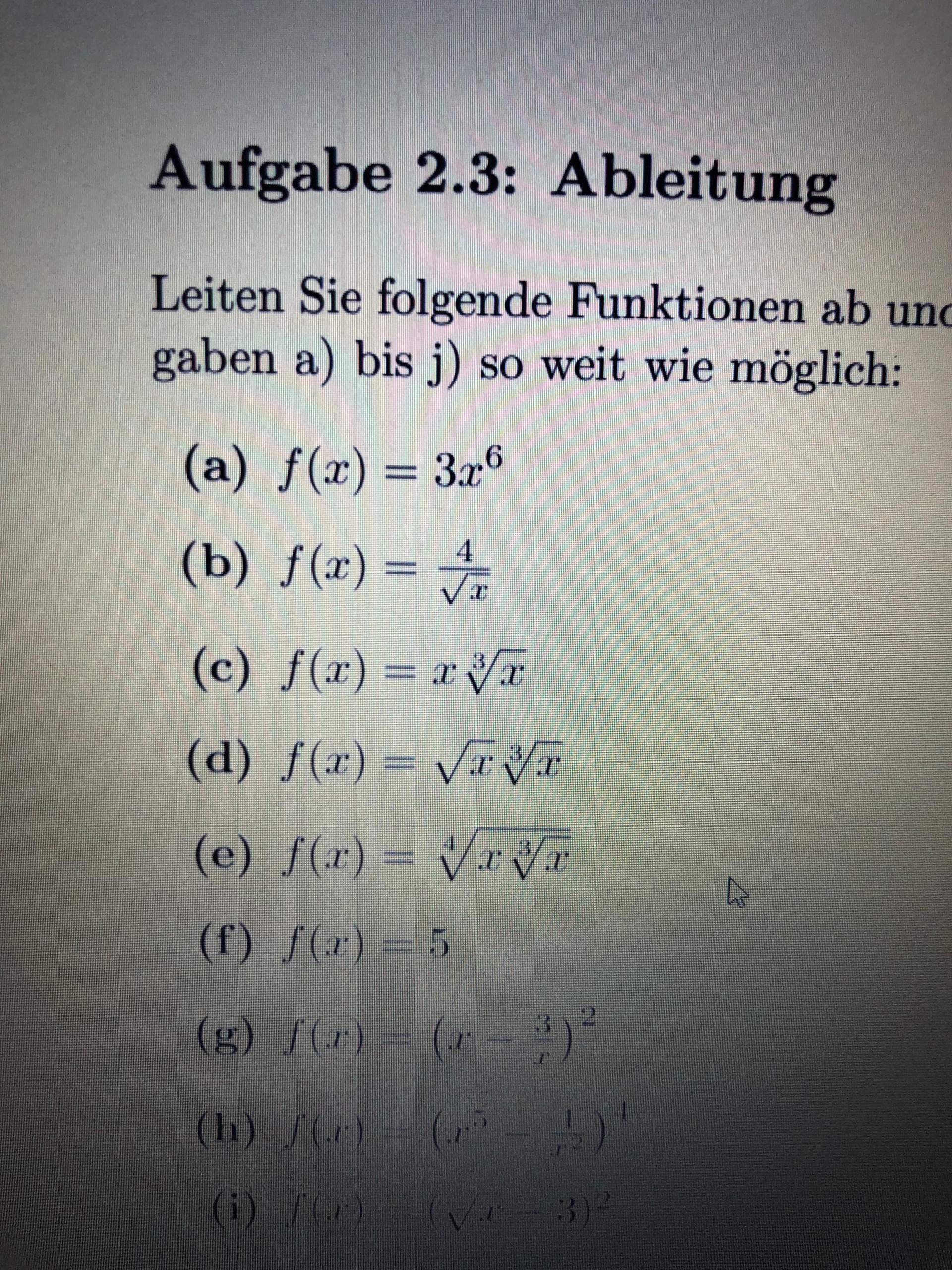Ableitungen Schwierigkeiten? (Mathematik, Funktion, Ableitung)