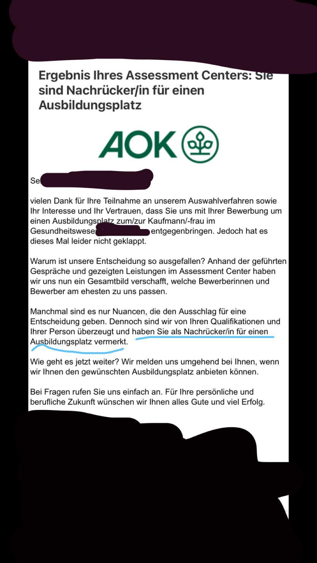 Absage Oder Nachrückerin (AOK)? (Leben, Leid, Nachrückverfahren)