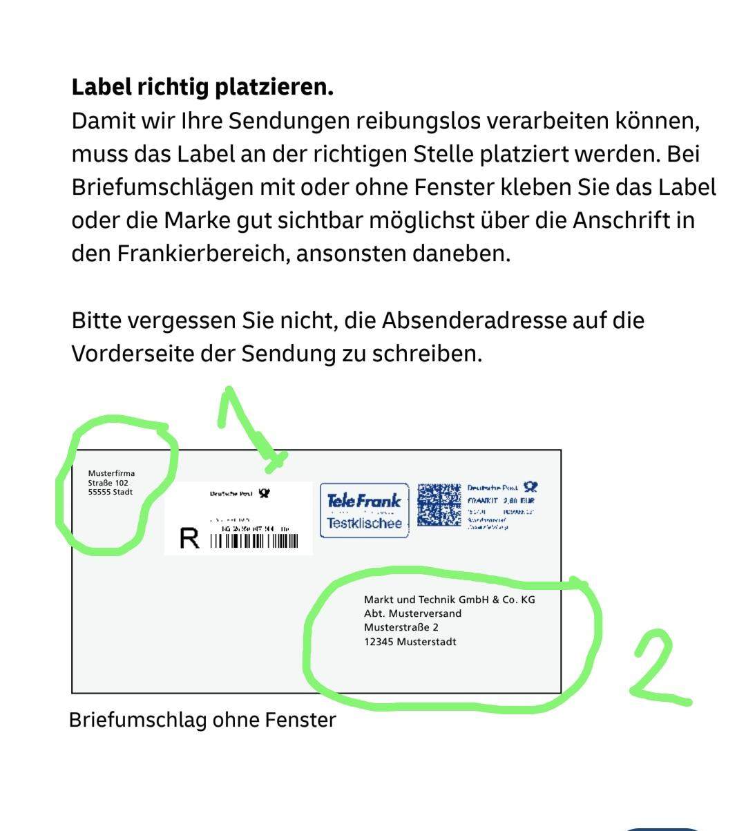 Absender, Empfänger wo soll ich es schreiben? (Recht, Deutsch, Universität)