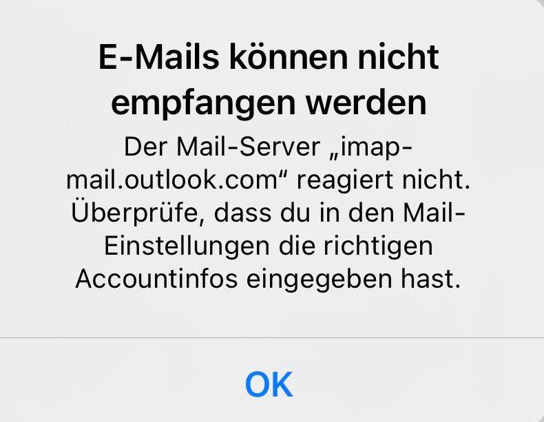 iphone der mail server imap web de reagiert nicht
