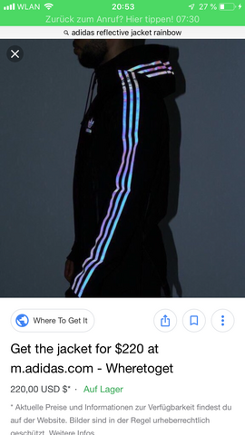 Adidas Jacke mit Rainbow-Reflektion?