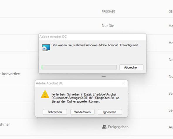 Adobe Acrobat lässt sich nicht neu installieren?