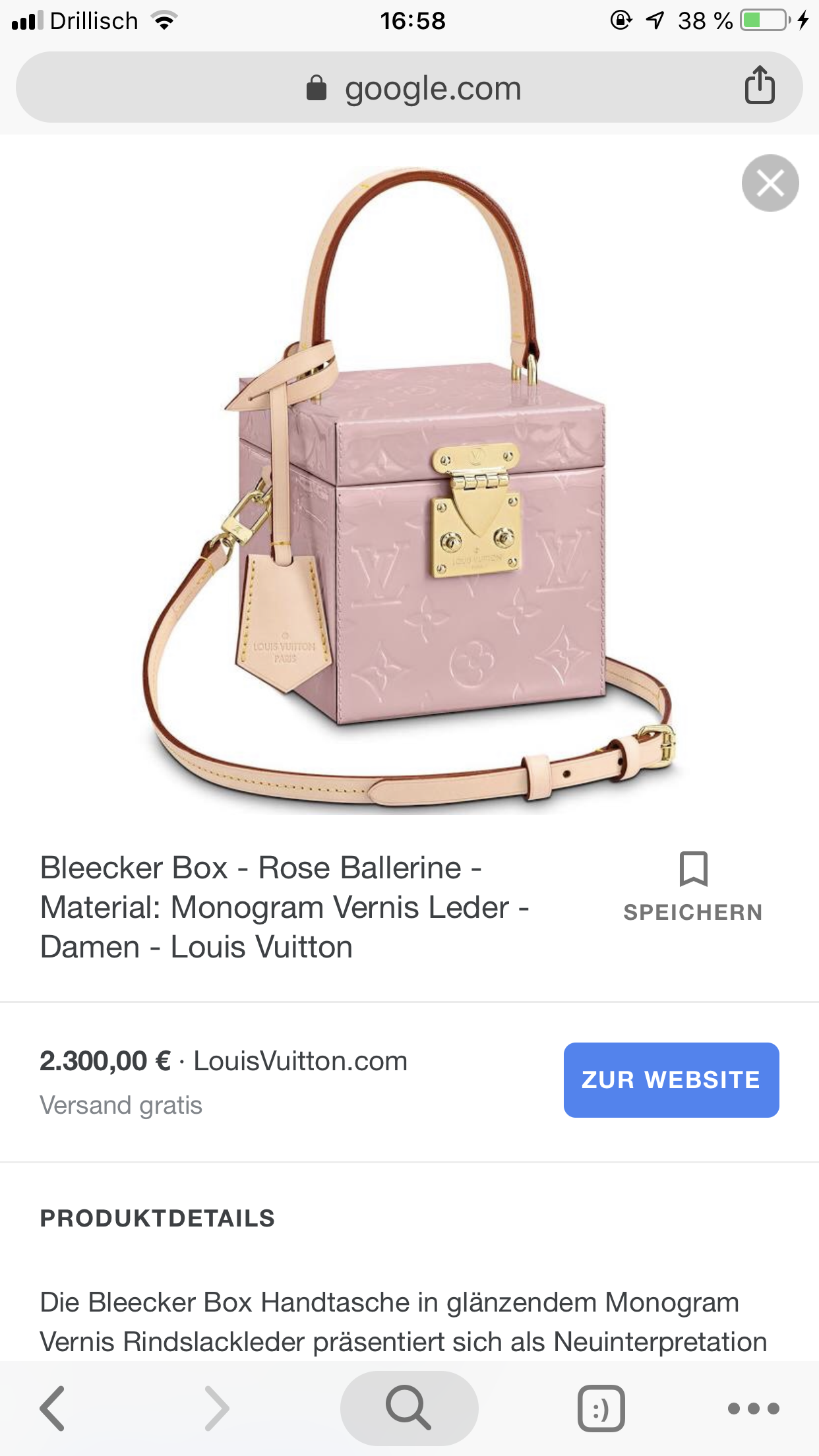 Louis Vuitton Bleecker Box Monogram Vernis Leather Rose Ballerine