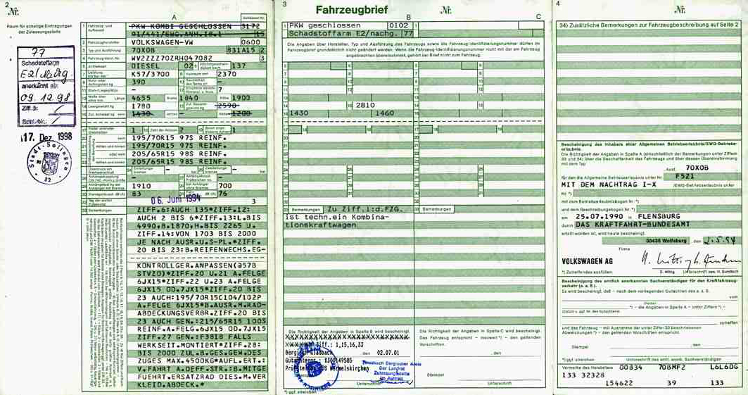 älteres fahrzeug anmelden nur mit altem kfz-brief und ohne ...