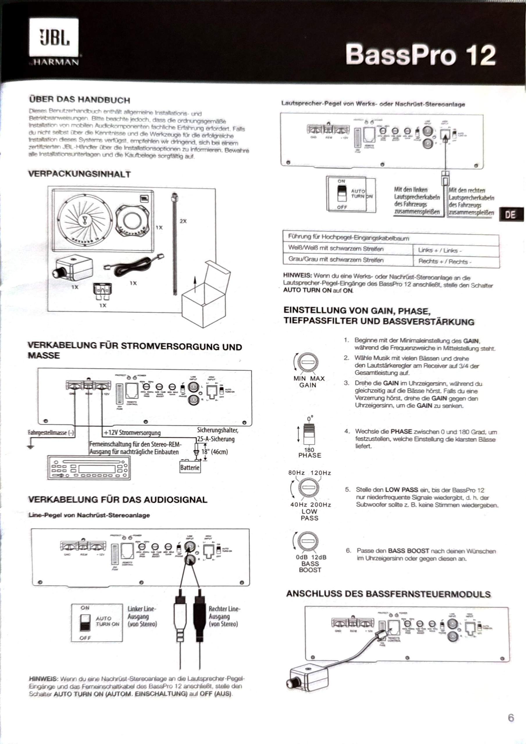 Aktiv Subwoofer richtig einstellen? (Auto, Sound, Audio)