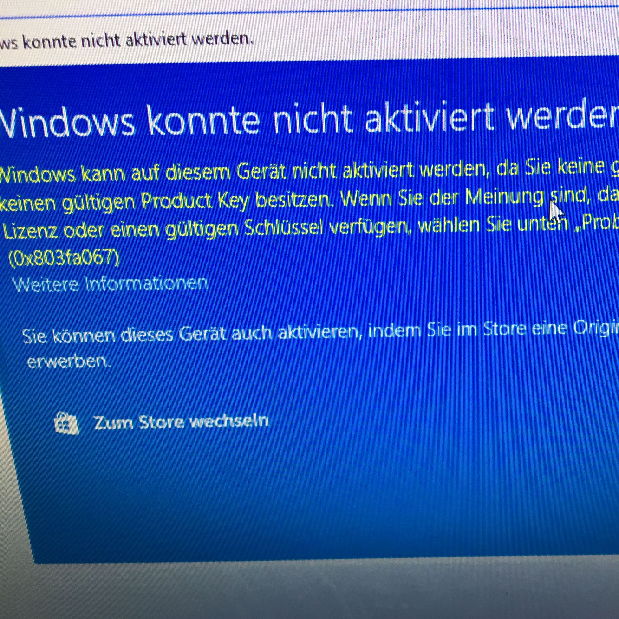 Aktivierung von Windows trotz richtigem Key fehlgeschlagen ...