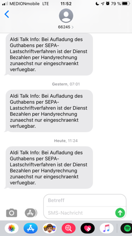 Aldi Talk - sepa Lastschriftverfahren nur eingeschränkt ...