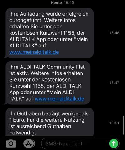 Aldi Talk Guthaben 15 In 4 Min Weg Handy Smartphone Telefon