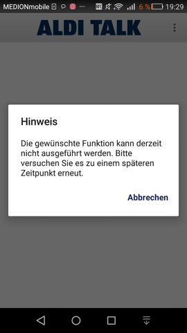 Fehlermeldung - (Internet, ALDI, Aldi-Talk)
