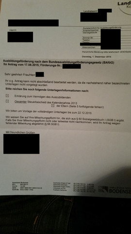 Nachweis bafög - (Jobcenter, ALG, zwei)
