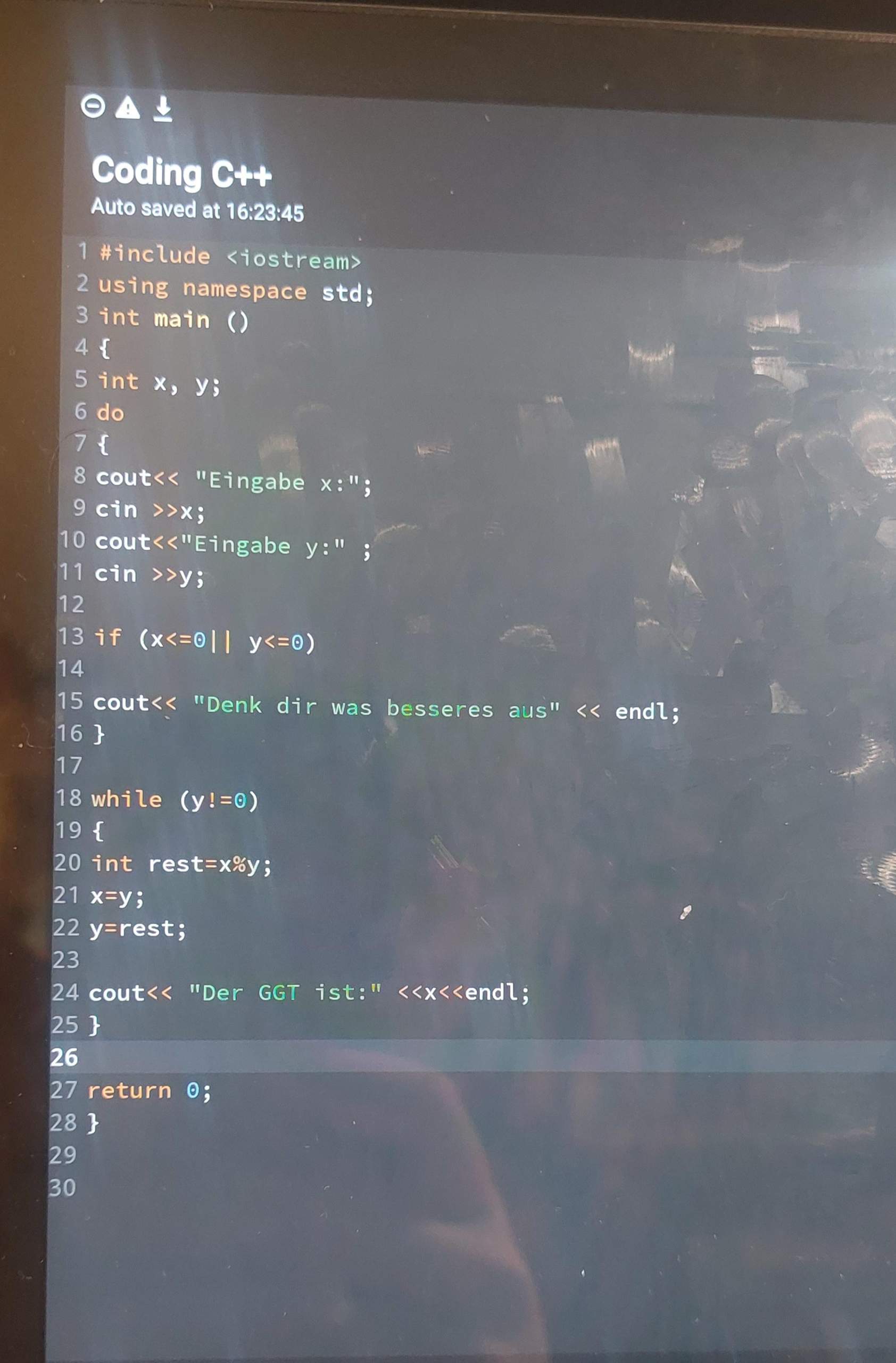 Algorithmus zum GGT in C++? (App, Code, Programmiersprache)
