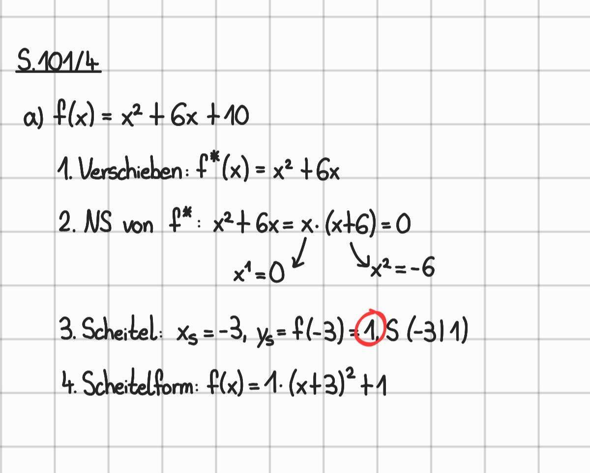 scheitelpunktform in allgemeine form lehrerschmidt