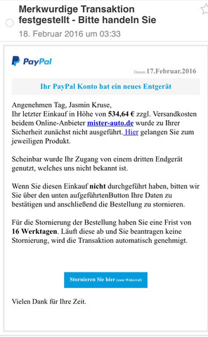 Hier die E-Mail (von service@paypal.com) - (Computer, Handy, PayPal)
