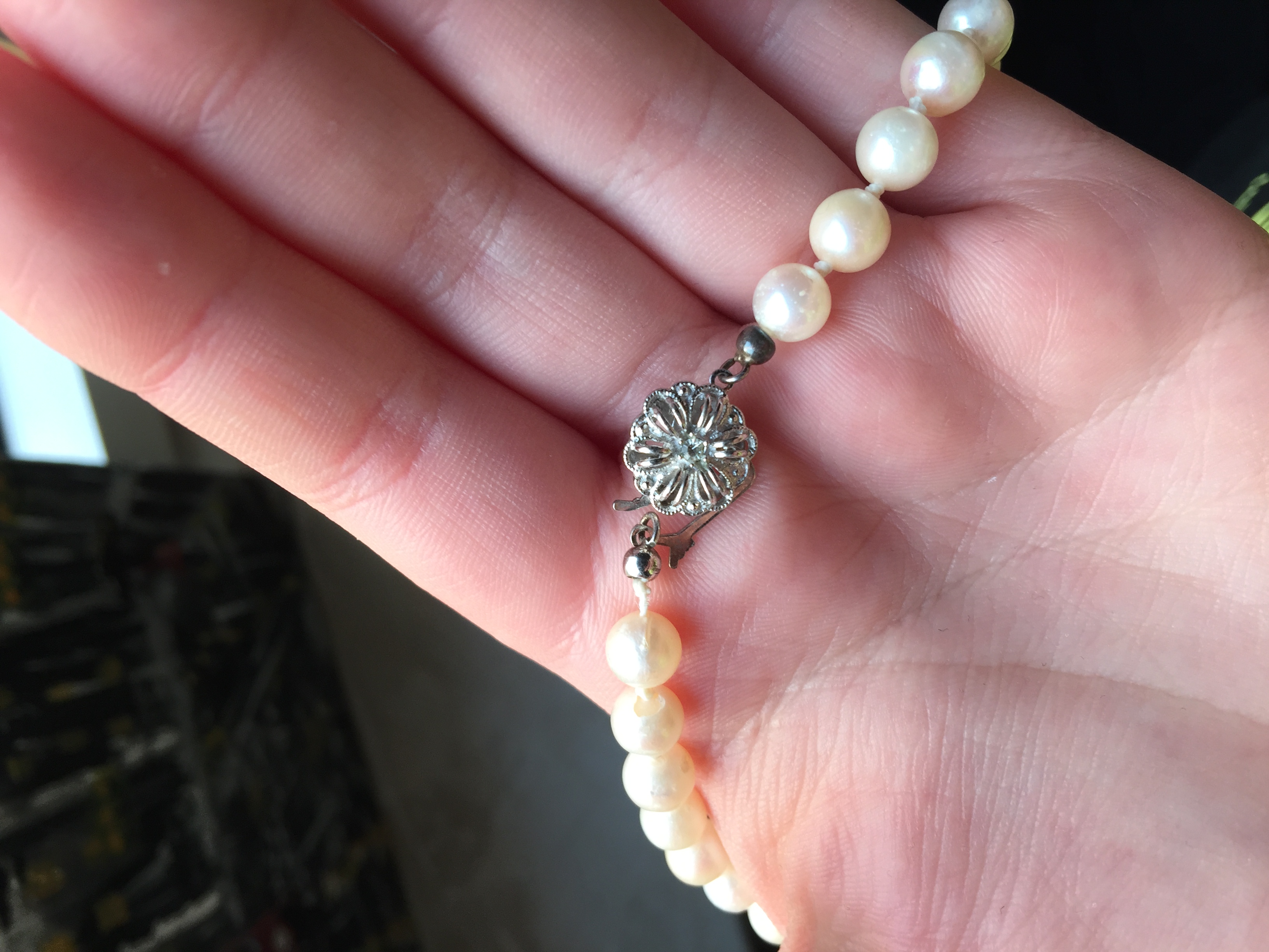 Alte Perlenkette mit 835 Verschluss / Kennt sich jemand damit aus (Alter...)? (Schmuck, Antik)