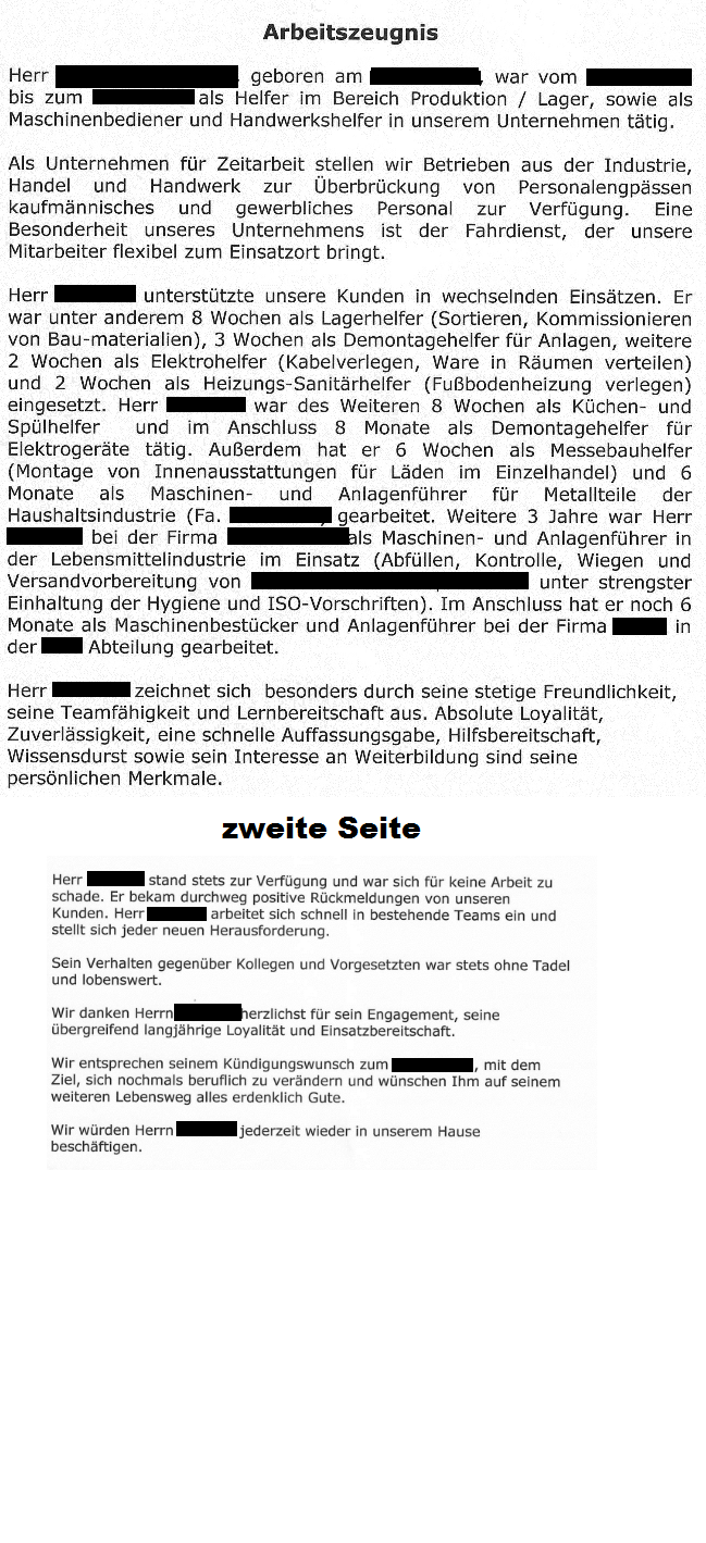 Alter Arbeitszeugnis Zeugnisnote 15 Zeugnis