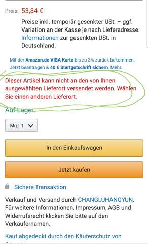  - (Amazon, Lieferort)