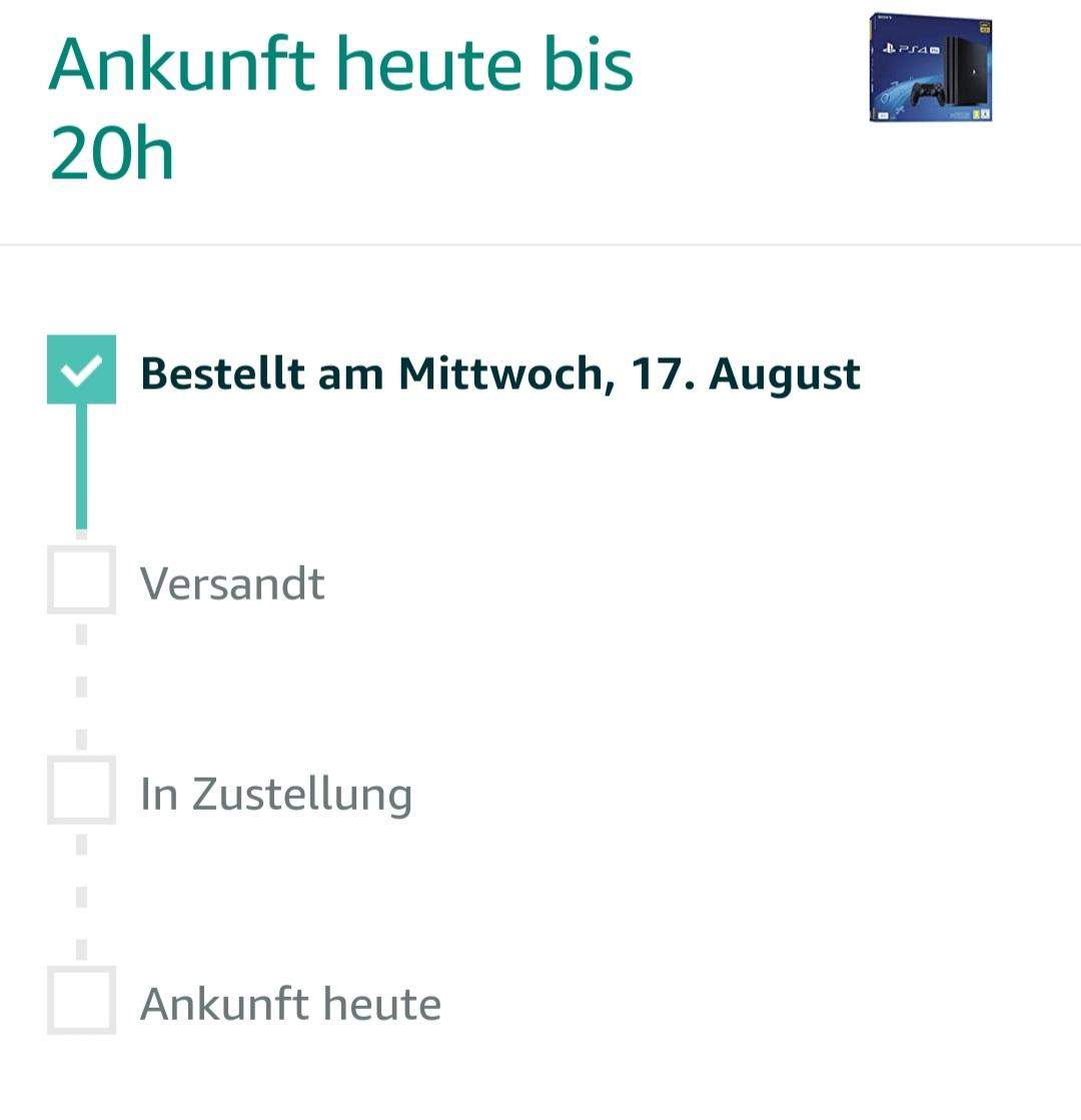 Amazon bestellt nicht versandt und soll heute kommen kann mir einer