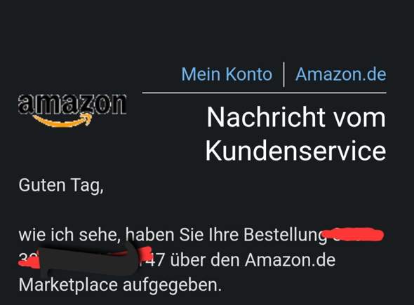 Amazon Bestellung aufgegeben Bedeutung?
