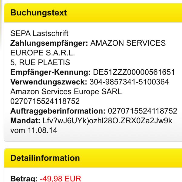 amazon bucht geld ab.. überweisen, abbuchen)