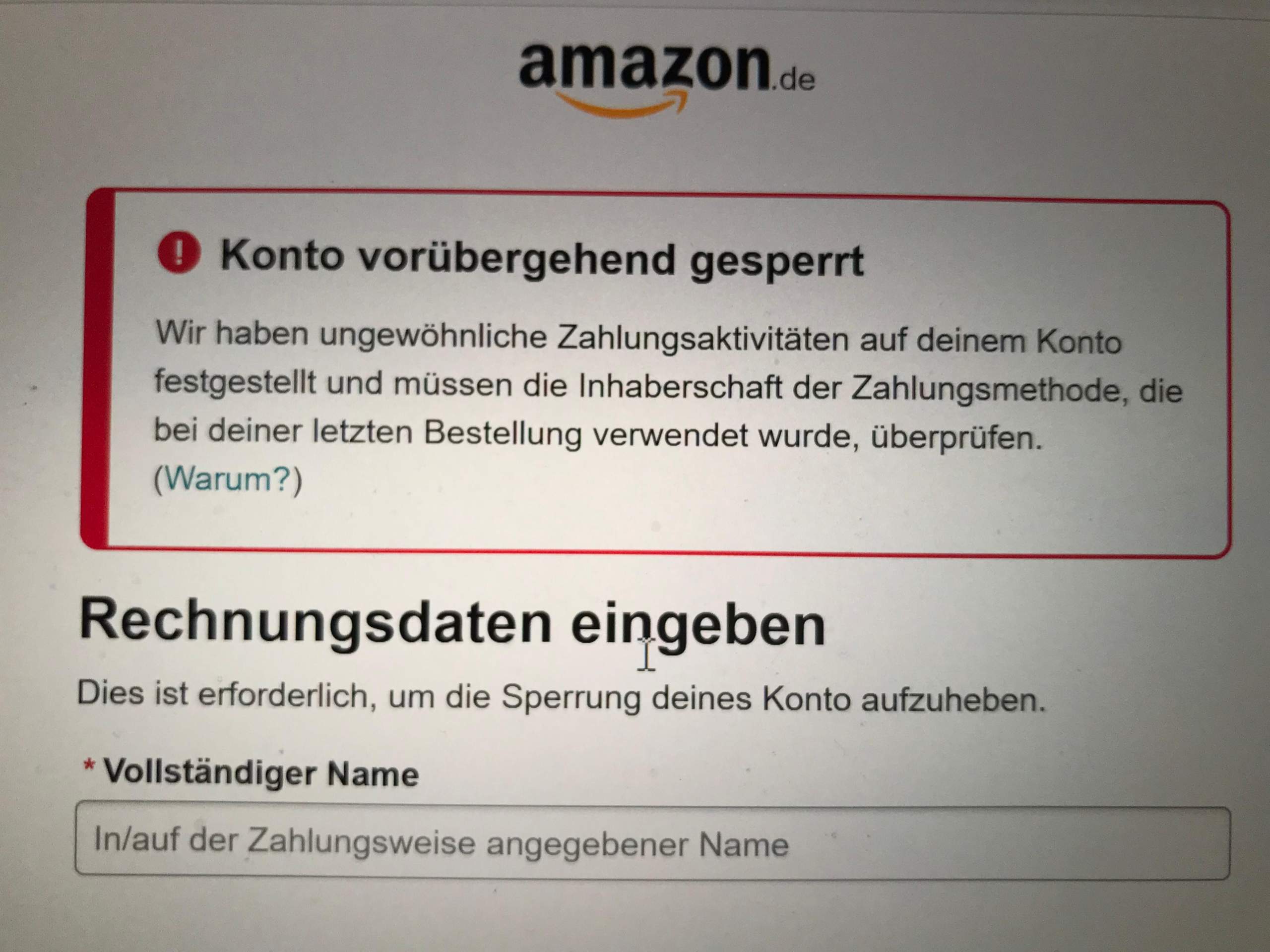 Amazon konto gesperrt? (Bestellung, Rechnung, Lieferung)