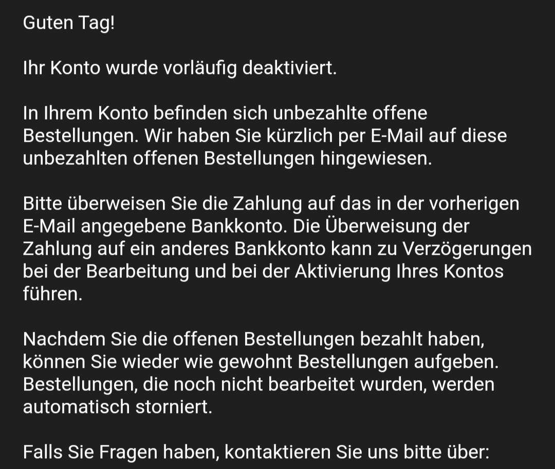 Amazon Konto trotz bezahlter Rechnung gesperrt? (Post, Versand, Bestellung)