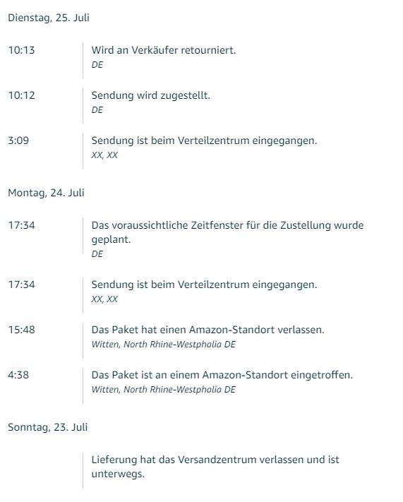 Amazon Paket Wird an Verkäufer retourniert? (Sendung)